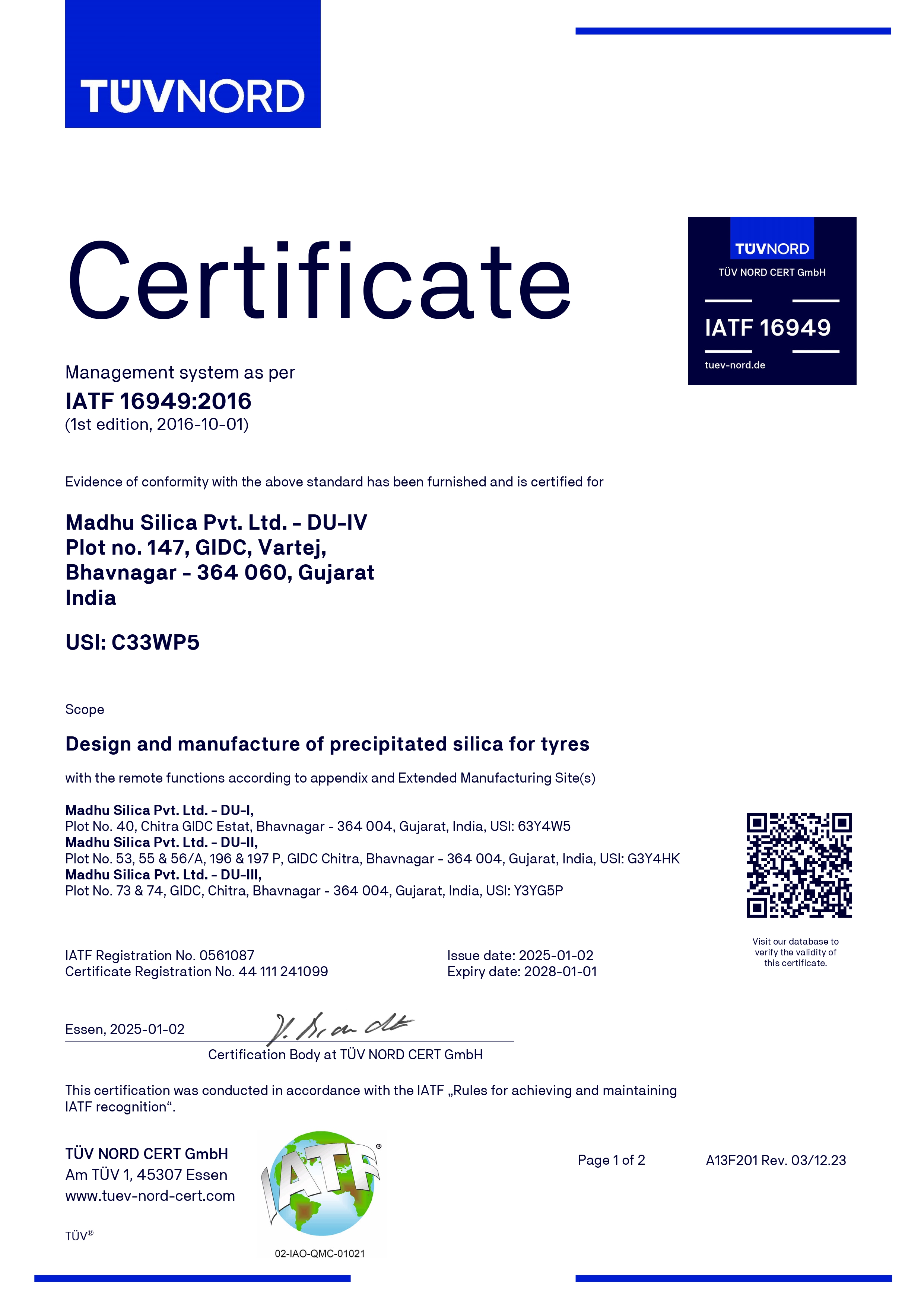 IATF 16949 Certificate